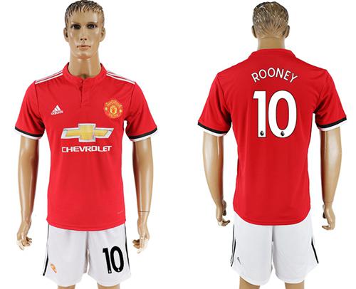 Manchester United #10 Rooney Red Home Soccer Club Jersey - Click Image to Close